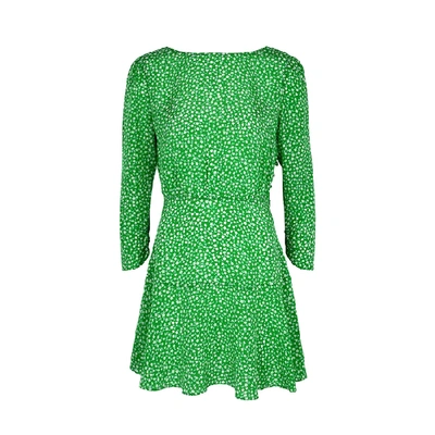 Shop Rixo London Kyla Green Floral-print Silk Mini Dress