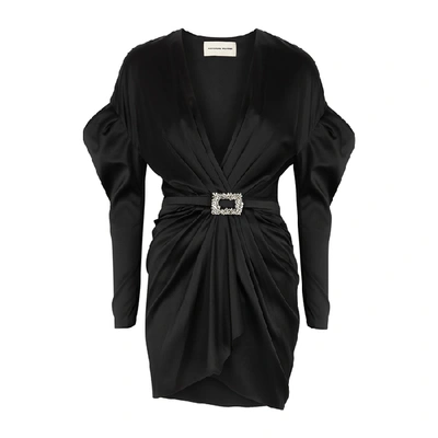 Shop Alexandre Vauthier Black Silk-blend Mini Dress