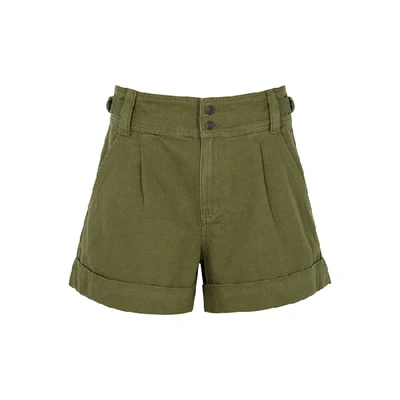 Shop Current Elliott The Relaxed Olive Cotton-blend Shorts