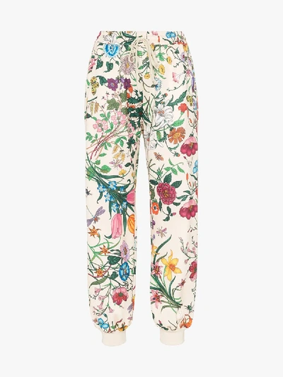 Shop Gucci Womens Neutrals Flora Print Track Pants