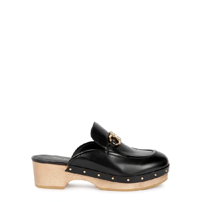 Shop Ferragamo Cleome 60 Black Leather Mules