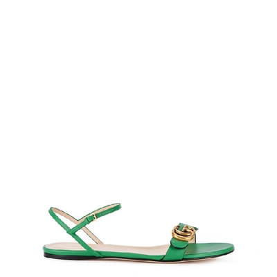 Shop Gucci Marmont Green Leather Sandals