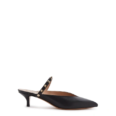 Shop Valentino Rockstud Hype 30 Black Leather Mules