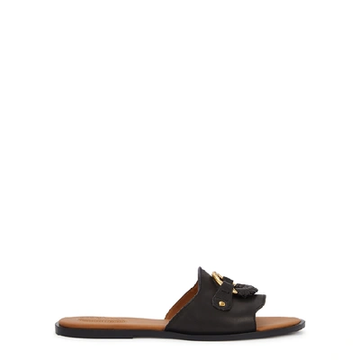 Shop See By Chloé Black Leather Sliders