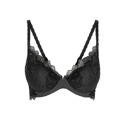 Shop Wacoal Lace Perfection Grey Push-up Bra In Charcoal