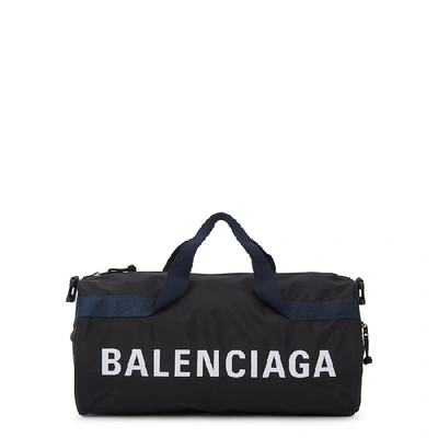 Shop Balenciaga Black Logo-embroidered Nylon Holdall