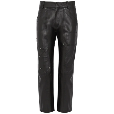 Shop Chloé Black Straight-leg Leather Trousers