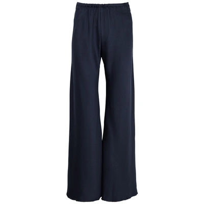 Shop The Row Gala Navy Wide-leg Silk Trousers