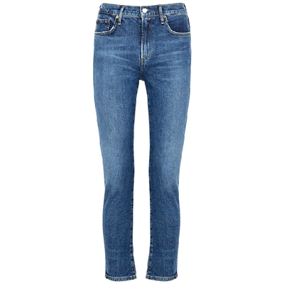 Shop Agolde Toni Dark Blue Straight-leg Jeans