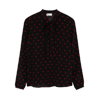 Shop Red Valentino Heart-print Silk Blouse