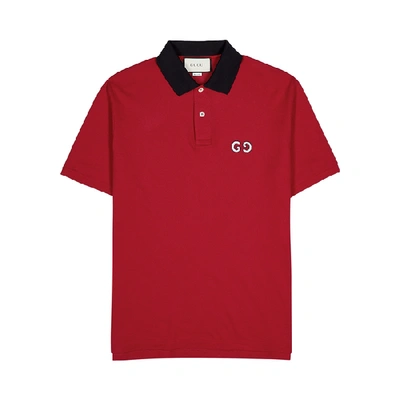 Shop Gucci Red Piqué Cotton Polo Shirt