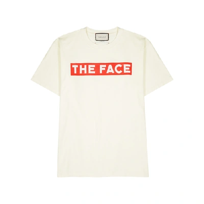 Shop Gucci The Face Off-white Cotton T-shirt