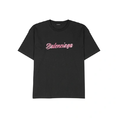 Shop Balenciaga Opulence Logo-print Cotton T-shirt In Black