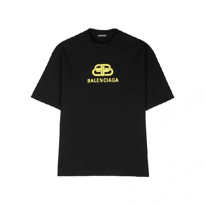 Shop Balenciaga Bb Logo-print Cotton T-shirt In Black