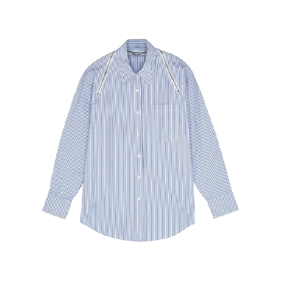 Shop Alexander Wang Striped Zip-embellished Cotton Shirt