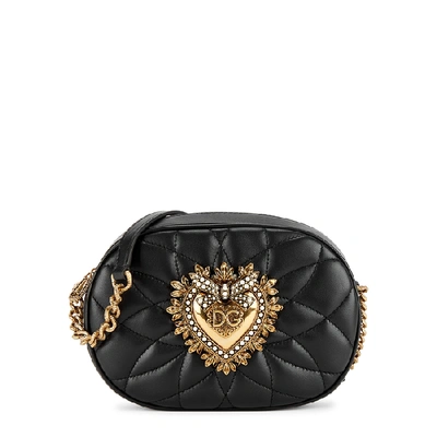 Shop Dolce & Gabbana Devotion Black Matelassé Leather Cross-body Bag