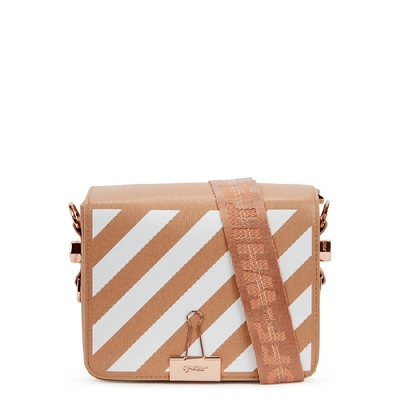 Shop Off-white Diag Blush Leather Shoulder Bag In Cream And Other