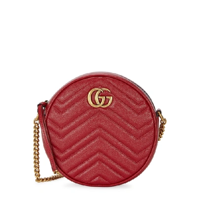 Shop Gucci Gg Marmont Red Leather Shoulder Bag