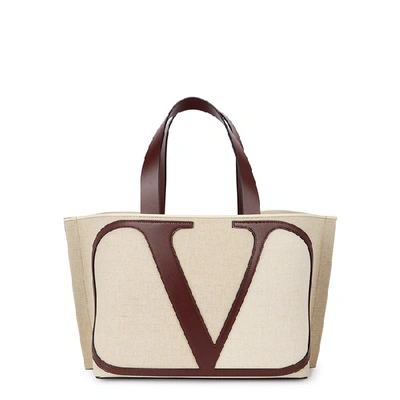 Shop Valentino Logo-appliquéd Canvas Tote