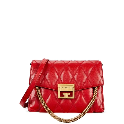 Shop Givenchy Gv3 Small Red Quilted Leather Cross-body Bag