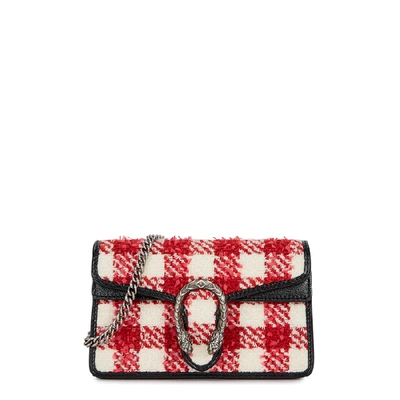 Shop Gucci Dionysus Mini Tweed Cross-body Bag In Red