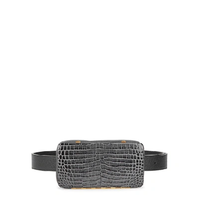 Shop Lutz Morris Evan Crocodile-effect Leather Belt Bag In Charcoal