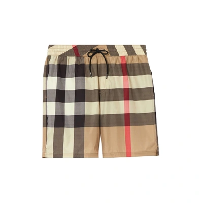 Shop Burberry Check Drawcord Swim Shorts In Archive Beige Ip Chk