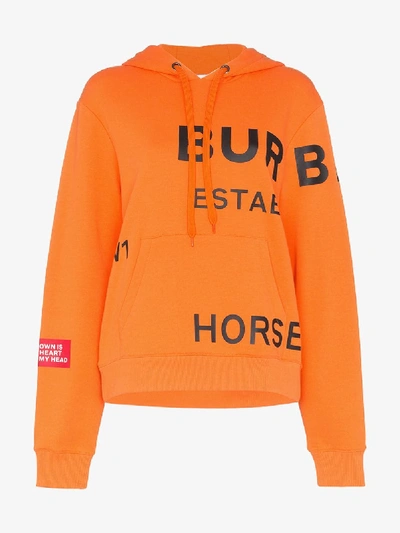 Burberry Horseferry Print Cotton Oversized Hoodie In Orange | ModeSens