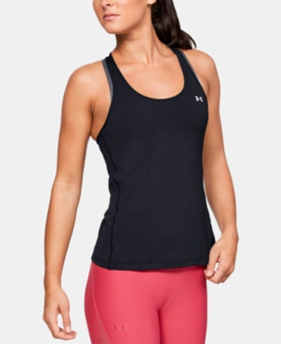 Shop Under Armour Women's Fitted Racerback Tank Top In Black / / Metallic Silver