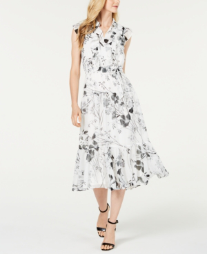 calvin klein black and white floral dress