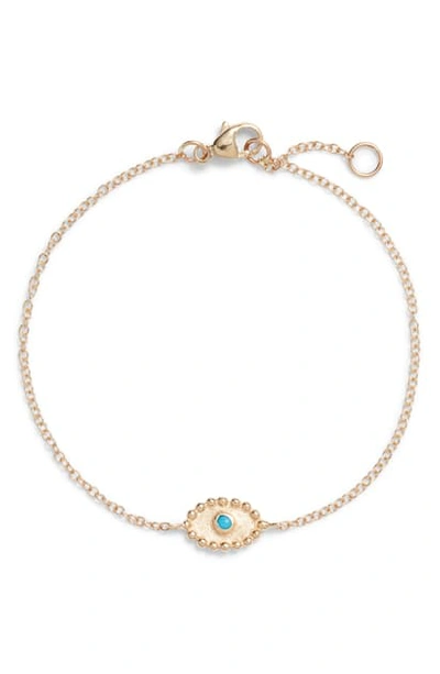 Shop Anzie Dew Drop Evil Eye Turquoise Bracelet In Gold/ Turquoise