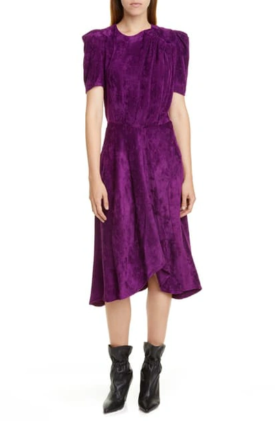 Shop Isabel Marant Puff Sleeve Corduroy Dress In Fuchsia