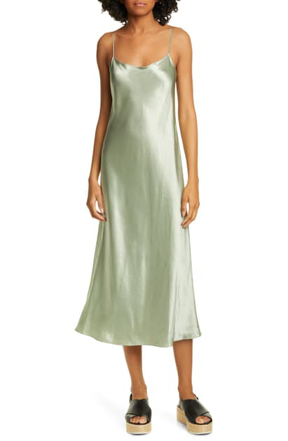 sage green slip dress