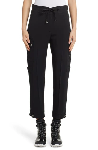 Shop Moncler Tie Waist Cargo Pants In Black