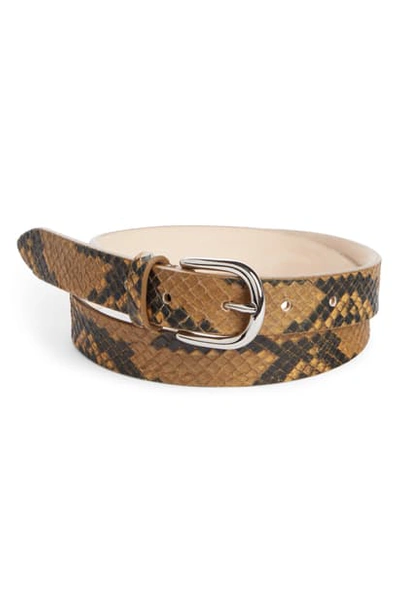 Shop Isabel Marant Zap Snake Embossed Leather Belt In Yellow