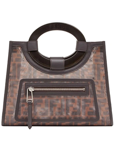 Shop Fendi Small Runaway Shopping Tote Brown