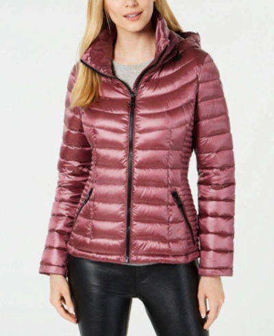 Shop Calvin Klein Packable Down Puffer Coat, Created For Macy's In Pearlized Raspberry Wine