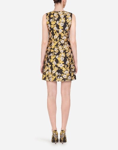 Shop Dolce & Gabbana Short Lurex Jacquard Dress In Gold