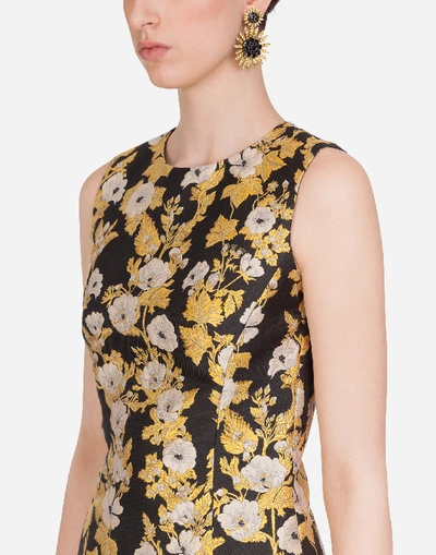 Shop Dolce & Gabbana Short Lurex Jacquard Dress In Gold