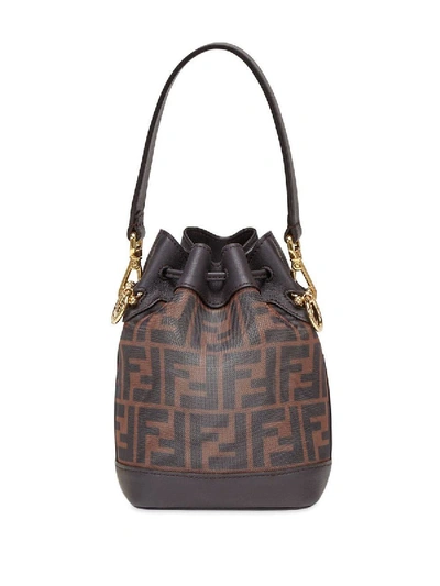 Shop Fendi Mini Mon Tresor Bucket Bag Brown