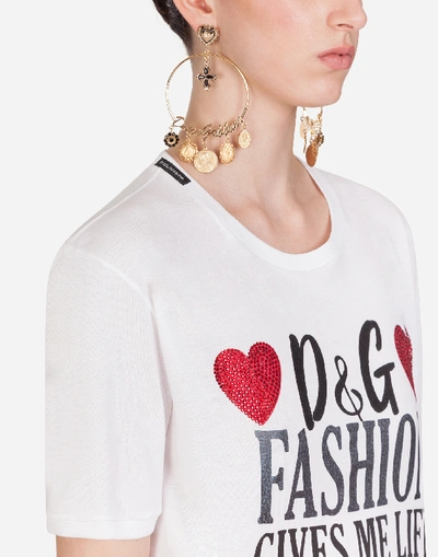 DOLCE & GABBANA T-SHIRT WITH D&G FASHION GIVES ME LIFE PRINT 