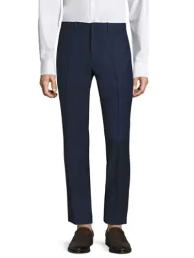 Shop Theory Jake Slim-fit Grid Glenn Wool Trousers In Clear Blue