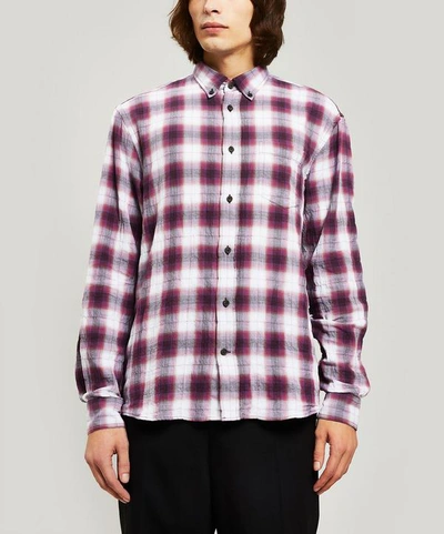 Shop Acne Studios Check Cotton-blend Shirt In Violet