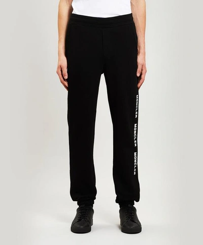 Shop Moncler Logo Tracksuit Cotton Trousers In Black