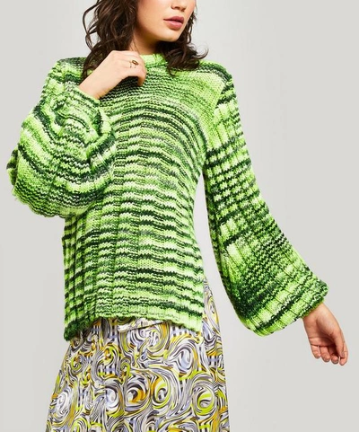 Shop Ganni Neon Melange Knitted Jumper In Neon Maize