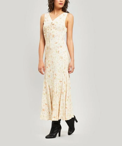 Shop Alexa Chung Panel Detail Floral Maxi Dress In Cream