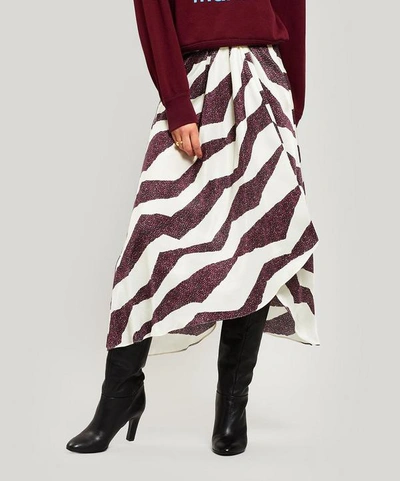 Shop Isabel Marant Rebeca Silk-blend Midi Skirt In Brown