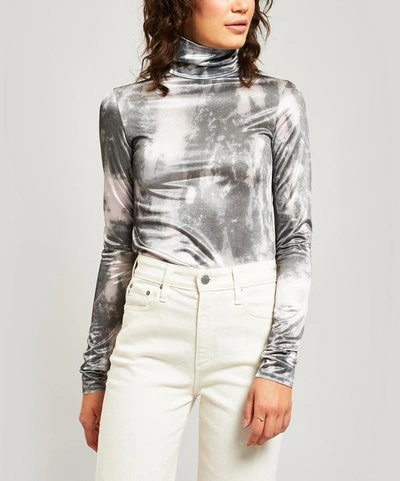 Shop Acne Studios Eryn Bleach Print Turtleneck Top In Grey