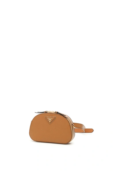 Shop Prada Odette Mini Belt Bag In Caramel (beige)