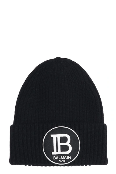 Shop Balmain Hats In Black Wool